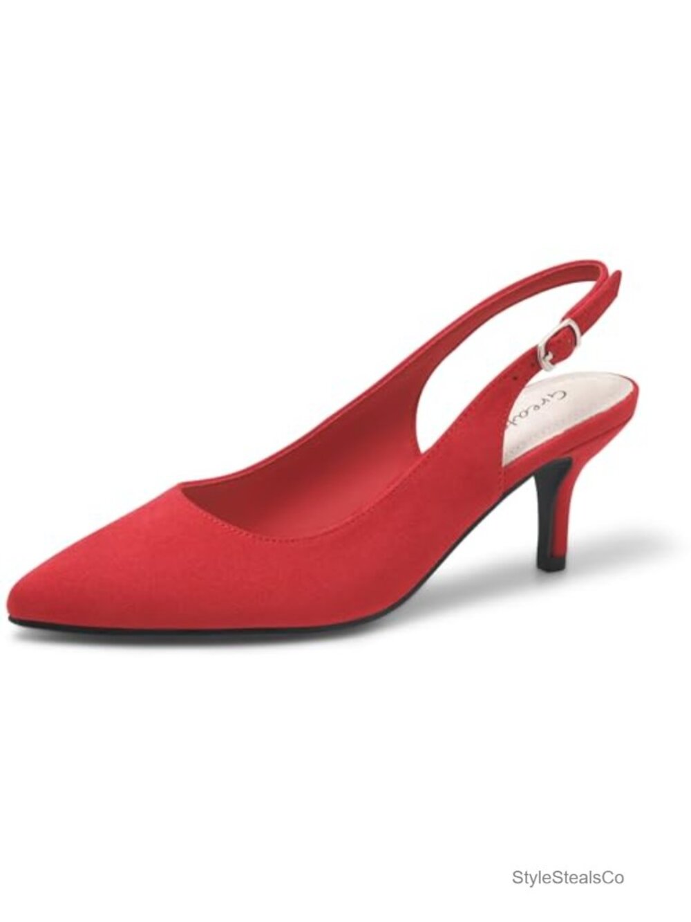 Women's Kitten Heels Slingback Pumps Pointed Toe Dress Shoes Cushioned Leather
